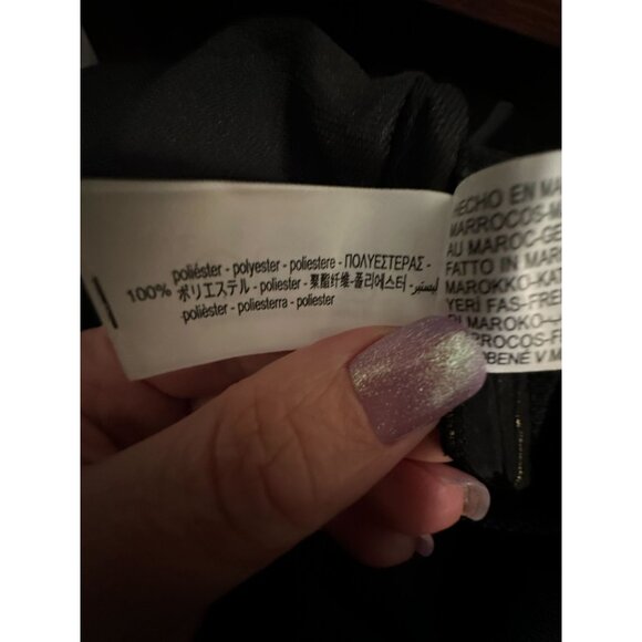 ZARA Black Round Neck Long Sleeves Wrinkled Fabric Open Back Midi Dress SzXL New - Picture 12 of 14